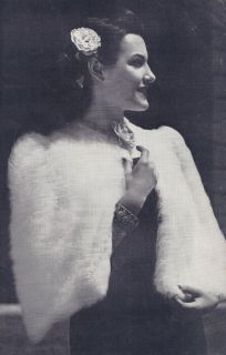 Vintage Knitting Pattern Knitted Angora Faux Fur Cape Shoulderette 