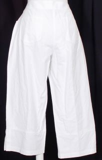 Eileen Fisher White Cotton Linen Clam Digger Pants XL