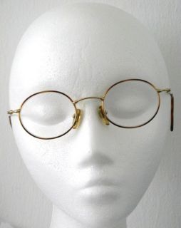 Anne Klein Eyeglass Frames Gold Metal with Animal Print Inlays AK 29 