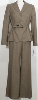 Anne Klein Taupe Belted Flared Pant Suit 14