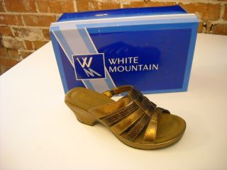 White Mountain Bebop Bronze Strappy Croc Embossed Sandals