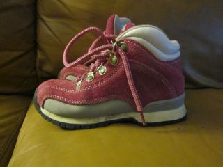 Girls Size 12 Ozark Trail VGUC Pink Suede Hiking Boots Super Nice 