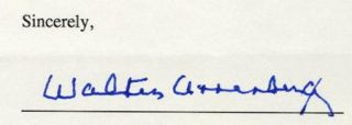 Walter Annenberg Ambassador Vintage 1993 Typed Letter Signed TLS 