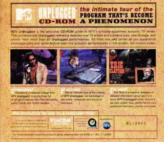 MTV: Unplugged CD ROM PC MAC CD interactive tour with over 70 musical 