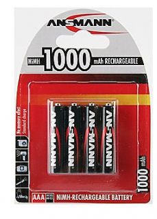 description 4 x ansmann 1000 mah nimh aaa rechargeable batteries 