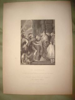 Superb Antique 1832 Saint Ambrose Catholic Dutch Old Master Print Fine 