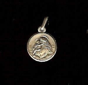 St. Anthony of Padua W/Baby Jesus Small Relic Medal 800 Silver Stamped 