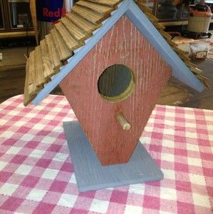 Old Barn Wood Bird House Red Brown and Gray Hand Made