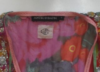 Antik Batik Womens Beaded Sheer Silk Floral Tunic Top s Long Blouse 