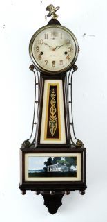 Antique New Haven Winsome Chimes Mahogany Banjo Clock