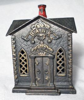 Antique Coin Bank Very Nice 1882 Cast Iron Villa Church by Kyser and 