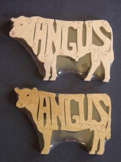 Angus Cattle Cow Bull Amish Wood Puzzle Farm Toy