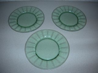Vintage Green Depression Vaseline Glass Salad Plates