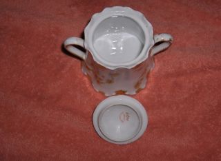 Antique Haviland China Pink and Yellow Leaf Limoges Mini Sugar 