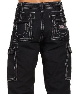 True Religion Brand Jeans Men Anthony Cargo Pants Faded Black