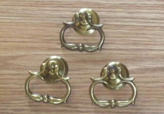 Large Antique Brass Victorian French Drawer Pulls Handle Hardware 2 