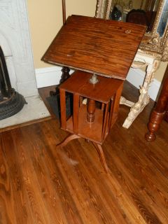 RARE Antique Adjustable Lectern Music Stand w Rotating Bookcase