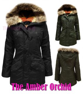 Brave Soul Ladies Fur Quilted Padded Jacket Hooded Womens Parka Coat 