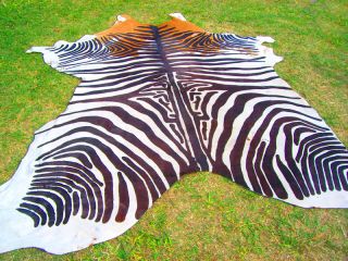 Zebra Print Printed Cowhide Skin Rug Steer Cow Hide DC2079