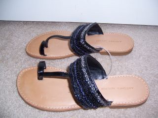 Antonio Melani Black Beaded Rhinestone $69 Sandals 9 M