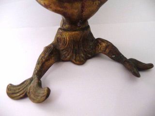 Antique Brass Soap Dish w Double Tailed Mermaid Creature
