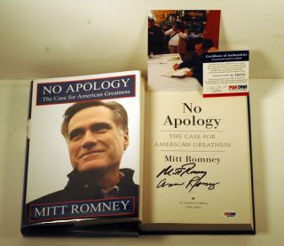 MITT ROMNEY & ANN DUAL SIGNED NO APOLOGY HC BOOK PROOF PRESIDENT 2012 
