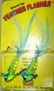 Apex 1 8oz Feather Flasher Fishing Jig Lure Chartreuse Blue
