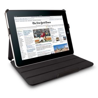   Leather Flip Book Case Folio w Kickstand for Apple iPad 1st Gen Black