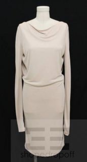 Anna Molinari Beige Knit Long Sleeve Low Back Sheath Dress Size 40 