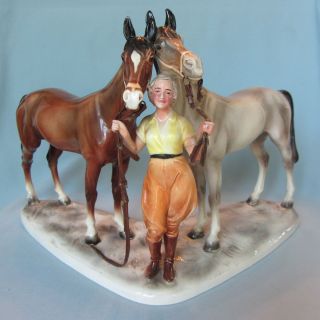    Antique German Porcelain Katzhutte Deco Horse Equestrian Figurine