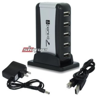    Splitter 7 port High Speed Hub For Pc Mac Laptop 7P AC Cable Adapter
