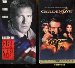 VHS   007 GOLDEN EYE, FIGHT CLUB, CLEAR & PRESENT DANGER, PAIR OF 