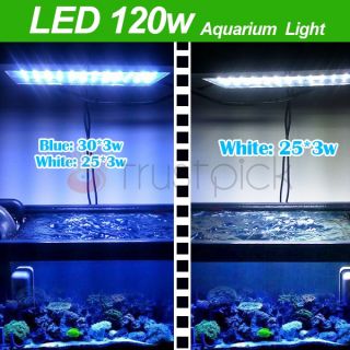 120W Aquarium Coral Reef Tank White Blue LED Grow Light Black 