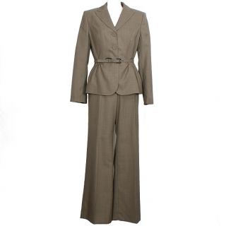 Anne Klein Taupe Belted Flared Pant Suit 14