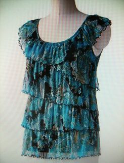 Apt 9 Paisley Tiered Mesh Top Size XL