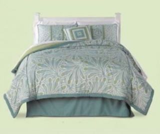 5pc Teen Aqua Blue Modern Floral Comforter Set Queen