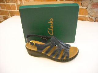 Clarks Navy Leather Strappy L Marigold Sandal 7 5 w New