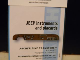 Archer Jeep Instruments, Placards, Dry Transfers 1/35 AR35241
