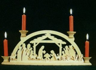 German Wood Nativity Christmas Candle Arch Display