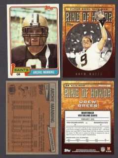 1981 ARCHIE MANNING 1981 topps RING OF HONOR DREW BREES new 