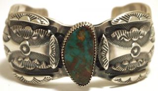   Navajo Royston Turquoise Sterling Silver Cuff Bracelet   Marc Antia