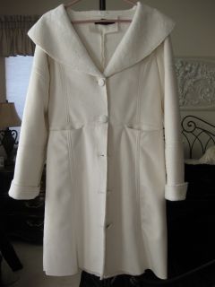 Arden B Pre Owned Ivory Plush Long Coat Jacket L