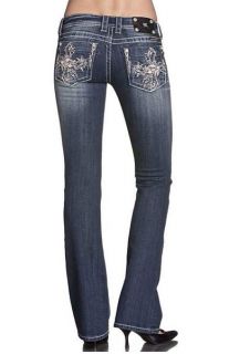 Miss Me JP5494B Sparkle Cross Stitch Plume Lowrise Stretch Jeans