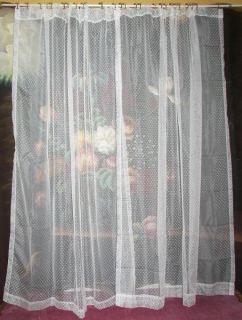   VINTAGE VICTORIAN NET SWISS DOT FLOCK SHEER LACE DRAPES CURTAINS PAIR