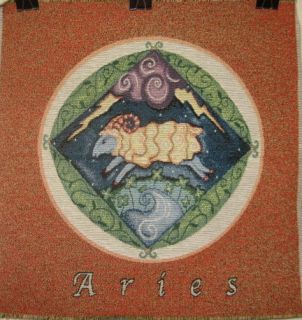Zodiac Horoscope Aries jacquard Tapestry Fabric Panel 17 square NEW 