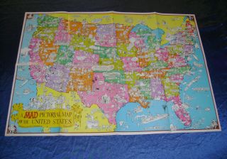 Sergio Aragones Pictoral Map of the United States. Two sided 20 x 30 