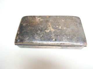   Antique Poole Silver A Engraved Pin Cigarette Box w Vintage Hat Pins
