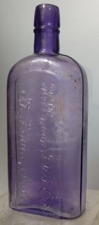 Old Purple St Louis Missouri Half Pint Whiskey Flask 1890s