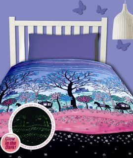 Enchanted Forest Glow in The Dark Single Size Quilt DOONA Cover Set 
