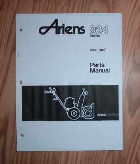 ARIENS 924 SERIES SNOW THROWER ILLUSTRATED PARTS LIST MANUAL